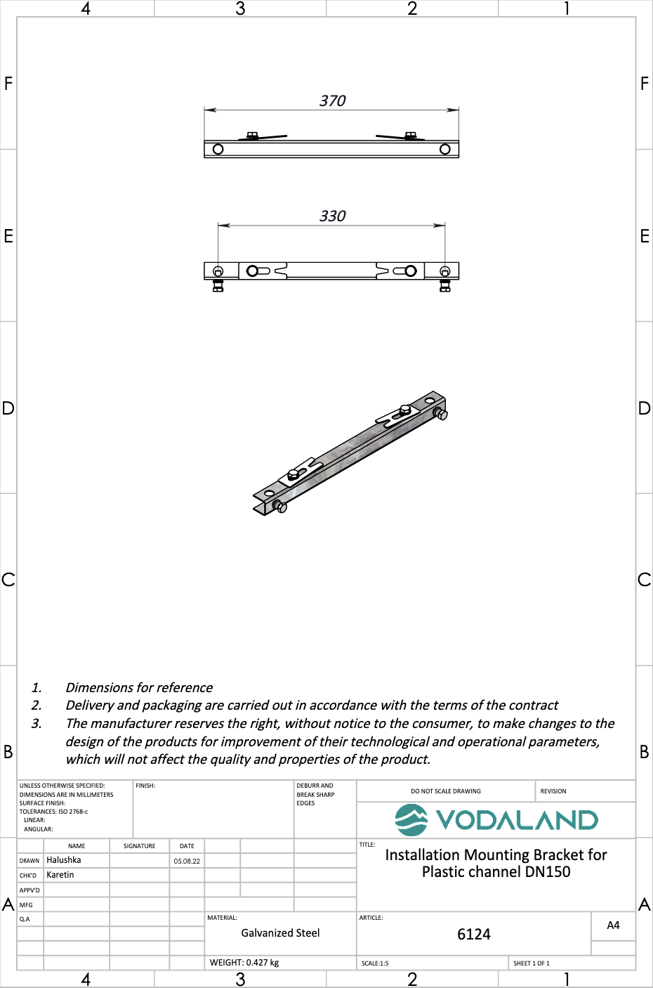 6" Channel Installation Mounting Bracket Vodaland